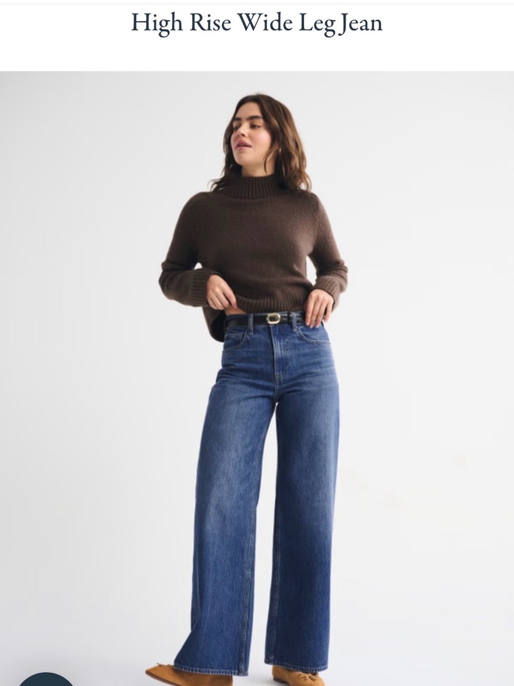 Abercrombie & Fitch High Rise Wide Leg Jeans in Medium Blue 26 Long